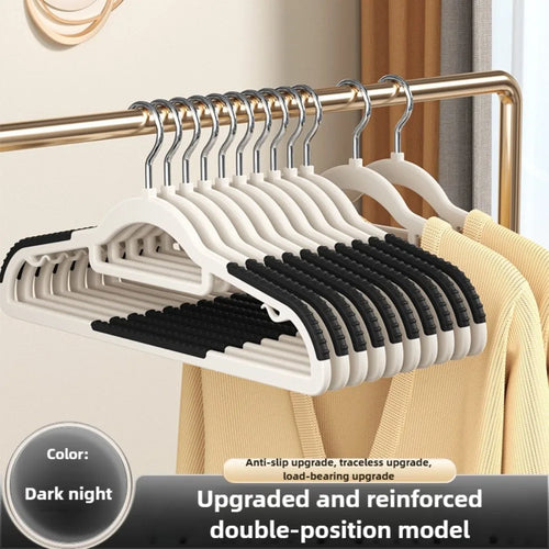 10pcs Home seamless wide shoulder clothes hanger, anti slip and anti