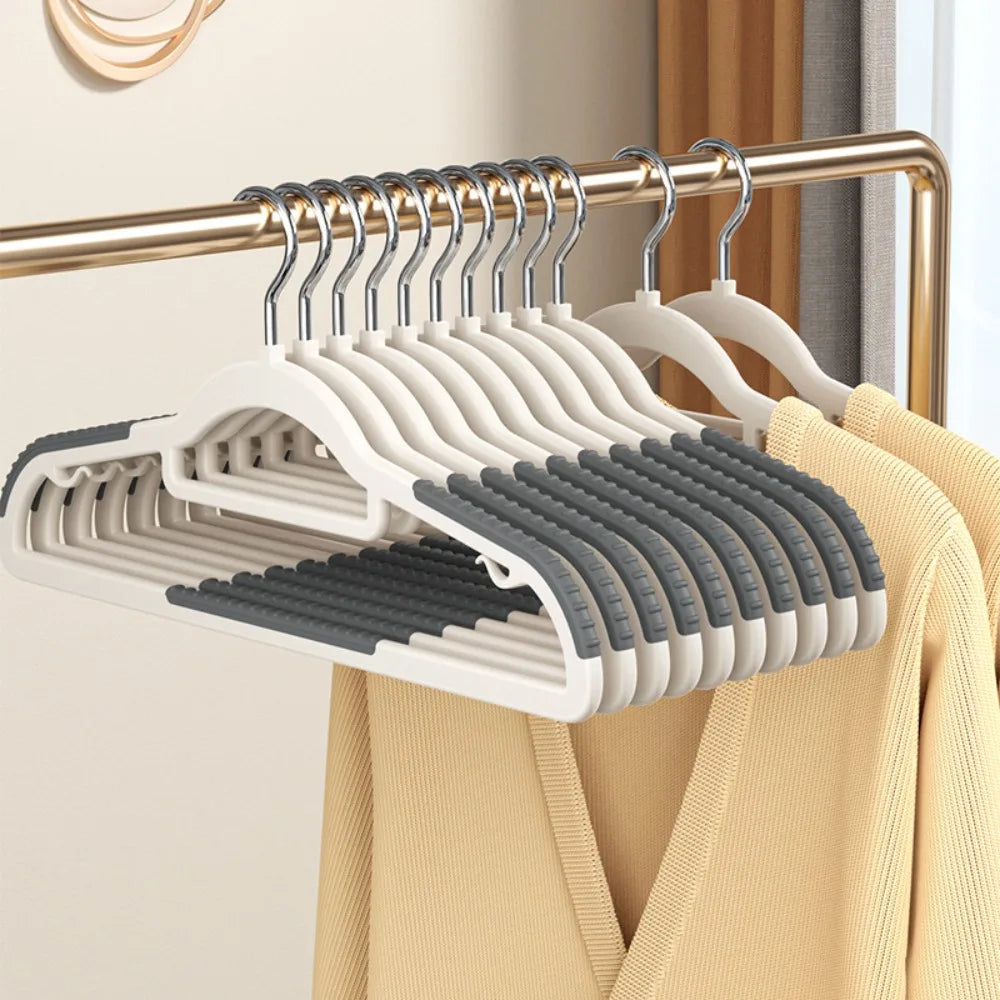 10pcs Home seamless wide shoulder clothes hanger, anti slip and anti