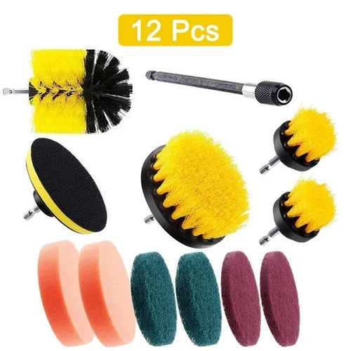 3Pcs/Set Electric Scrubber Brush Drill Brush Kit Plastic Round