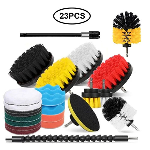 3Pcs/Set Electric Scrubber Brush Drill Brush Kit Plastic Round