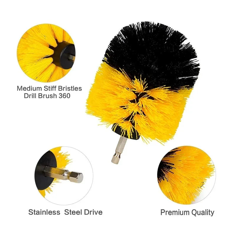 3Pcs/Set Electric Scrubber Brush Drill Brush Kit Plastic Round