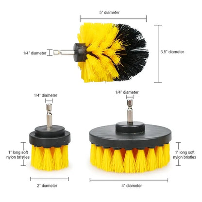 3Pcs/Set Electric Scrubber Brush Drill Brush Kit Plastic Round