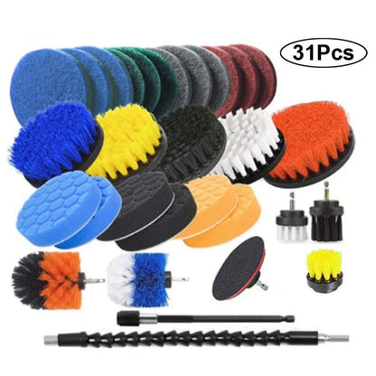 3Pcs/Set Electric Scrubber Brush Drill Brush Kit Plastic Round