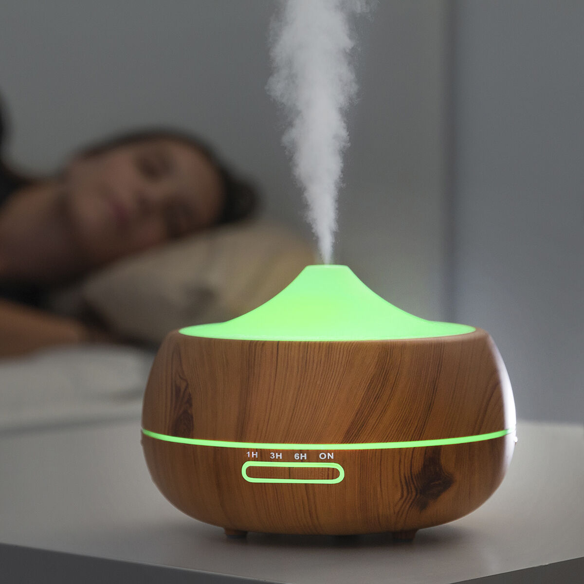 Aroma Diffuser Humidifier with Multicolour LED Wooden-Effect