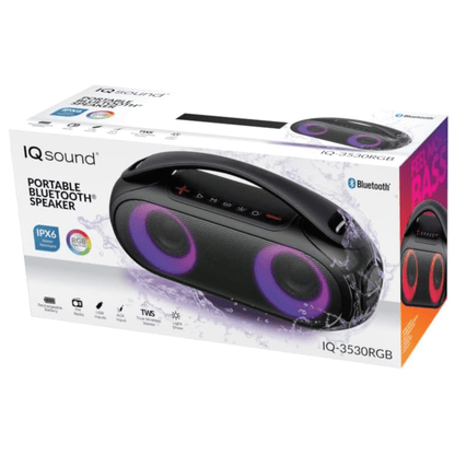 Supersonic Portable Water-Resistant BT Speaker with RGB Light Panel